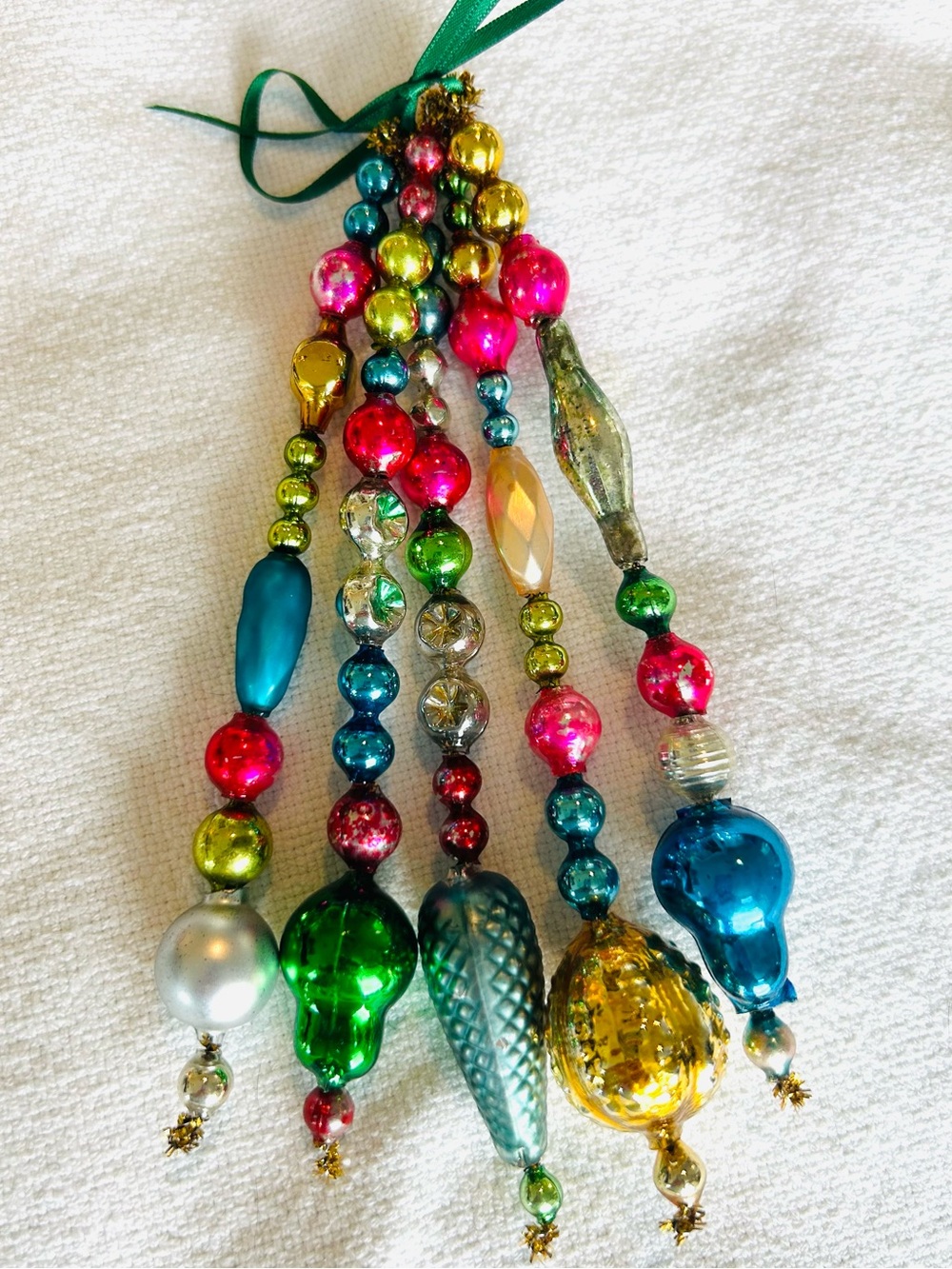 Vintage repurposed Mercury glass garland bead icicle holiday Christmas ornaments